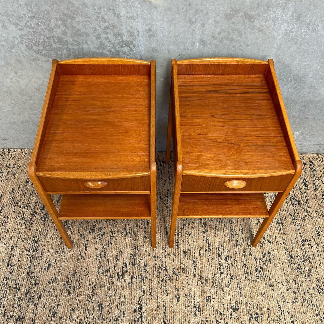 Scandinavian Mid-Century Bedside Duo in Teak and Oak - Image 8