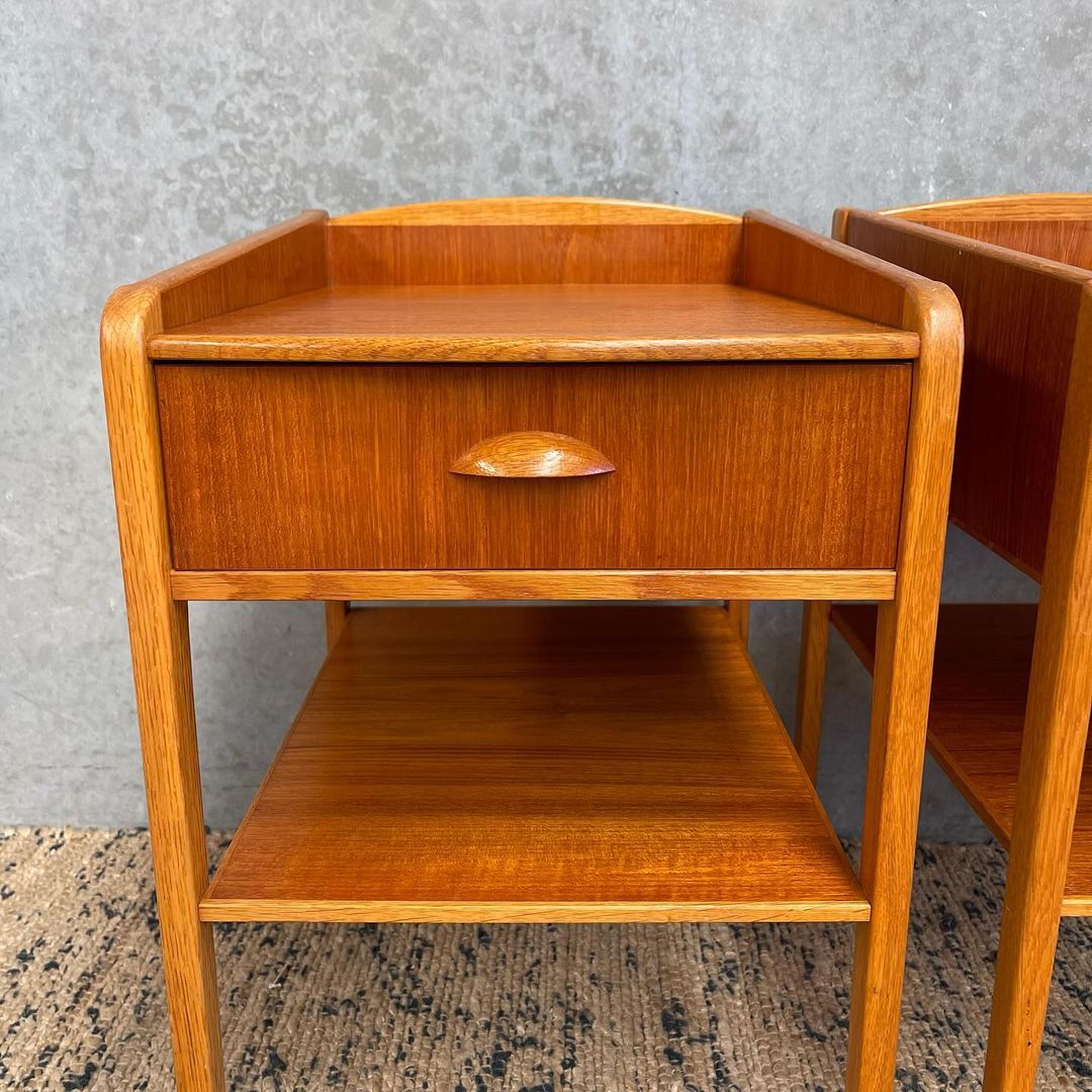 Scandinavian Mid-Century Bedside Duo in Teak and Oak - Image 4