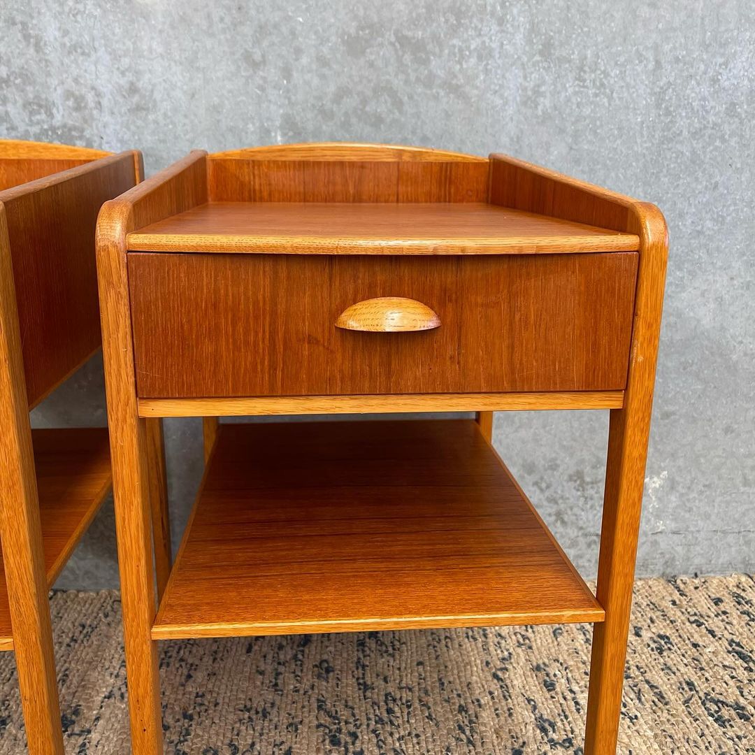 Scandinavian Mid-Century Bedside Duo in Teak and Oak - Image 3