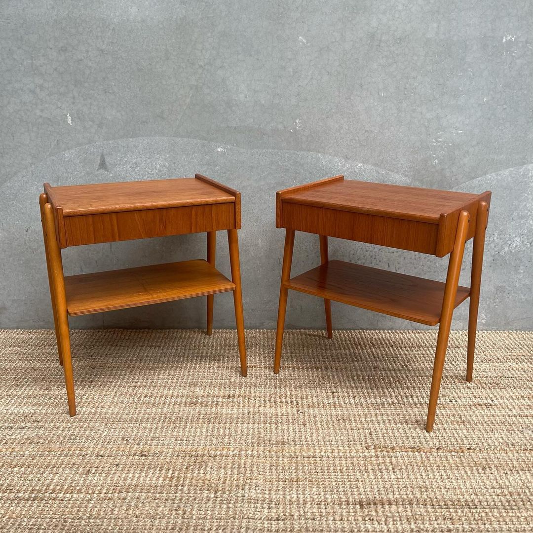 Swedish 1960s Carlström & Co Mid-Century Bedside Duo in Teak