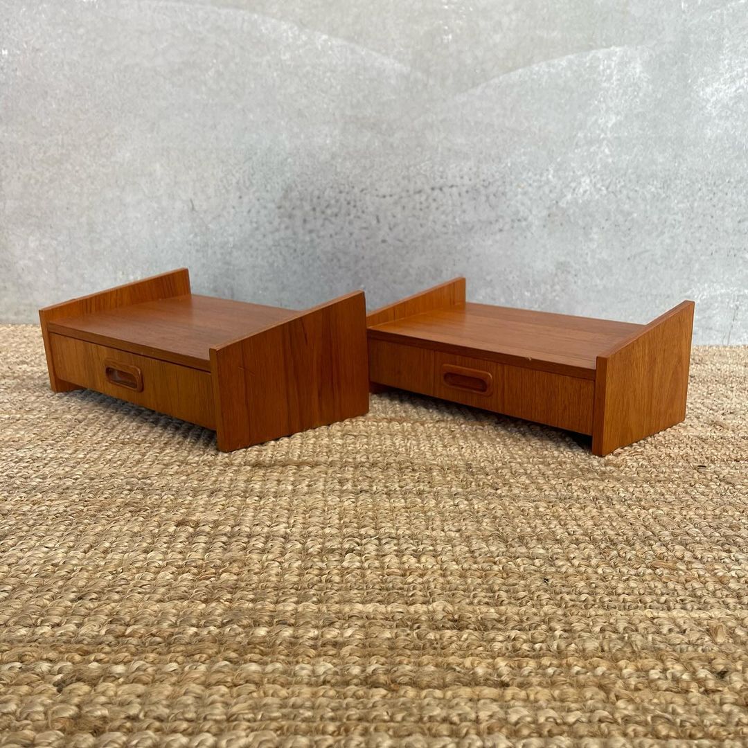 Scandinavian Mid-Century Floating Shelf/Bedside Duo