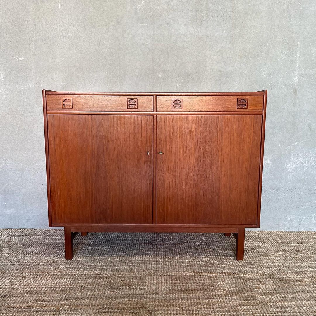Scandinavian Mid-Century Highboard with Lockable Doors
